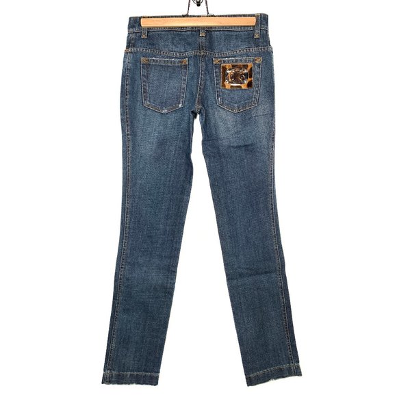 Dolce & Gabbana Vintage Jean Leopard Patch Logo Size 38 - Picture 3 of 8